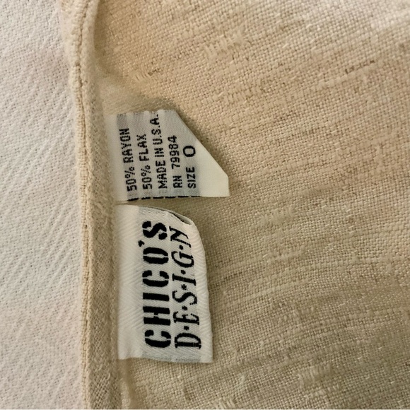 Vintage Chico’s Design Size 0.Lightweight Flax Rayon Blend.Button Down Tan Shirt - Picture 8 of 8